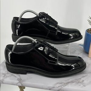 BATES Lites Hi Gloss Oxford Dress Shoes Black Patent Leather Uniform‎ Military